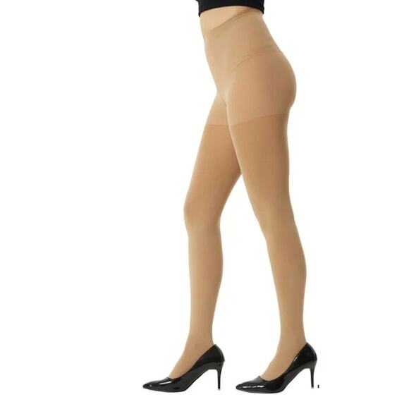 NIB Manzi Suntan Reinforced Toe Soft Stretchy Durable Pantyhose Stockings Small - Picture 3 of 10